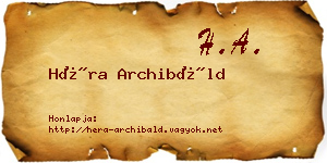 Héra Archibáld névjegykártya